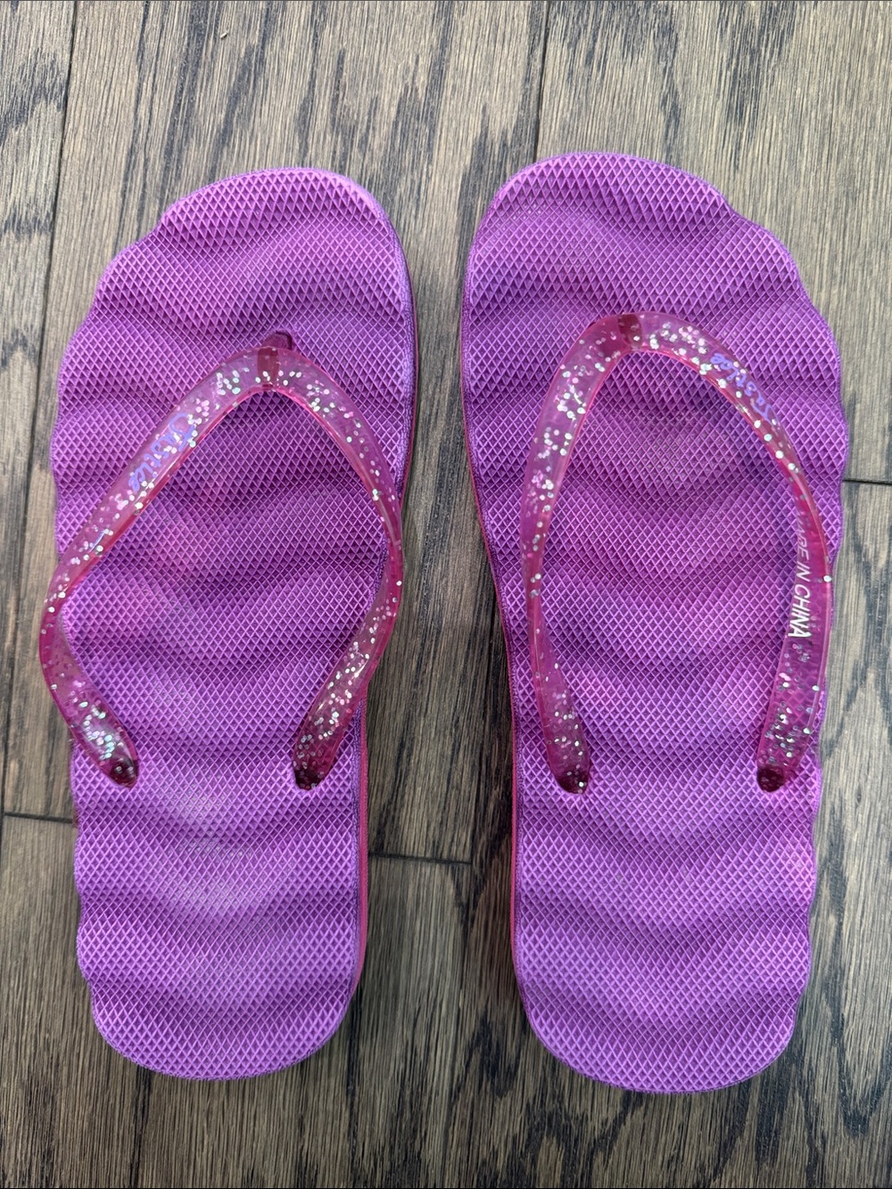 Purple Glitter Jelly Strap Flip Flops